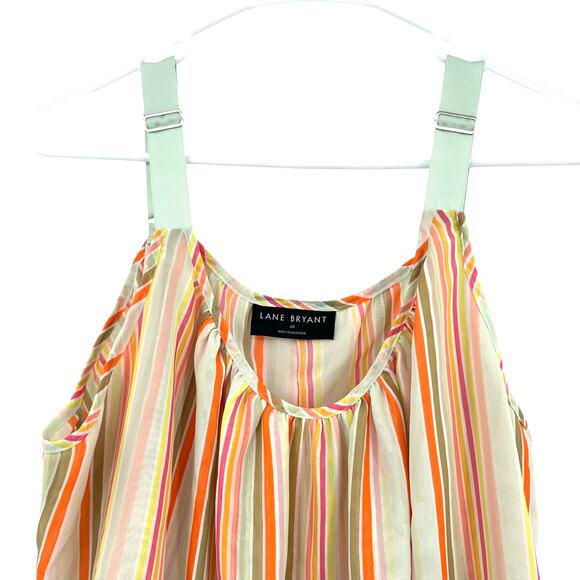 Lane Bryant Size 20 Tank Top Shirt‎ Blouse Striped Blue Orange Yellow Pink - Picture 3 of 5